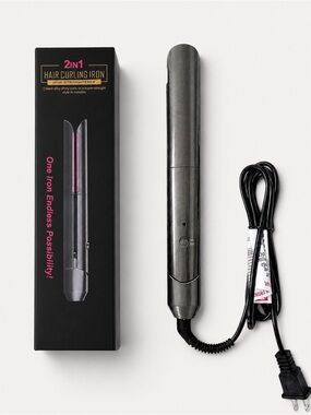 2-in-1 Hair Curling Iron & Hair Straightener Factory Sealed New Ceramic Plates